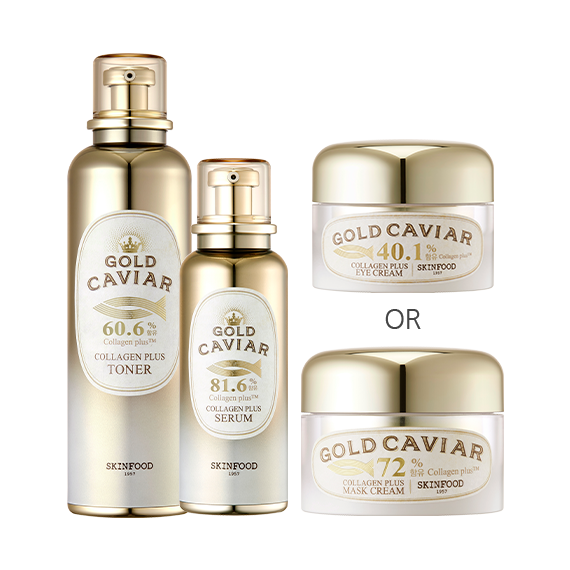 Gold Caviar Collagen Toner + Serum + Mask Cream or Eye Cream