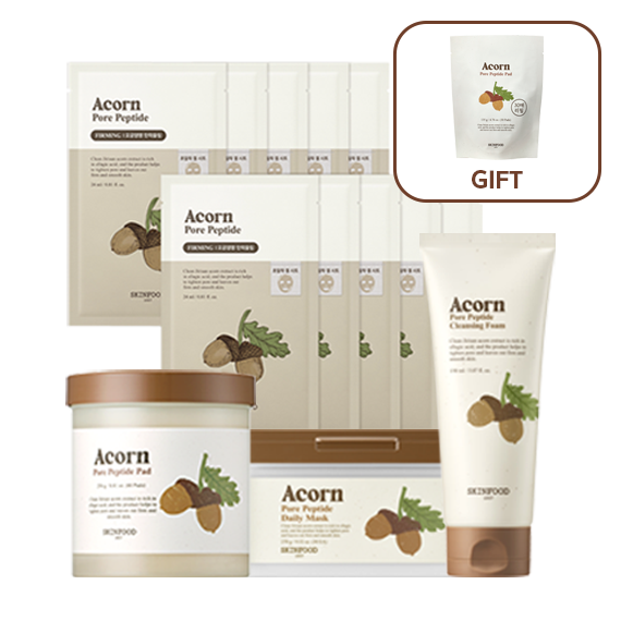 [30-sheet refill gift] Acorn Pore Peptide Set (Pad + Daily Mask + Cleansing Foam + Mask 10 sheets)