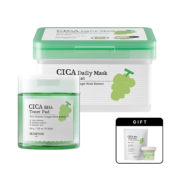 [Exfoliating Set] Shine Muscat Cica Baja Toner Pad + Daily Mask (Add Gift)